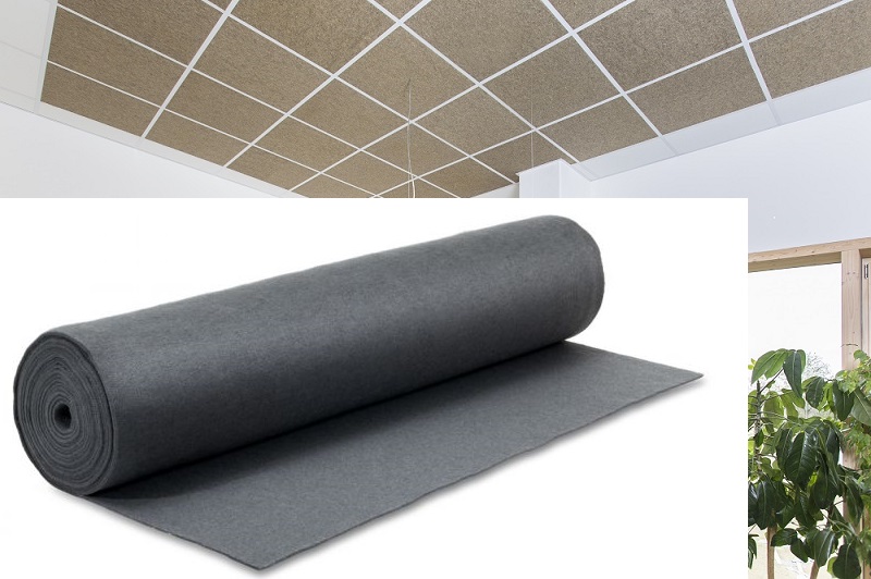 Akustikdeckenplatte für Rasterdecke, Schallabsorber, gesunde Raumluft durch Schafwollfilz, Farbe Anthrazit Akustikdeckenplatte für Rasterdecke, Schallabsorber, gesunde Raumluft durch Schafwollfilz, Farbe Anthrazit