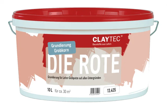Claytec Grundierung, "DIE ROTE", Grobkorn, 10 Liter