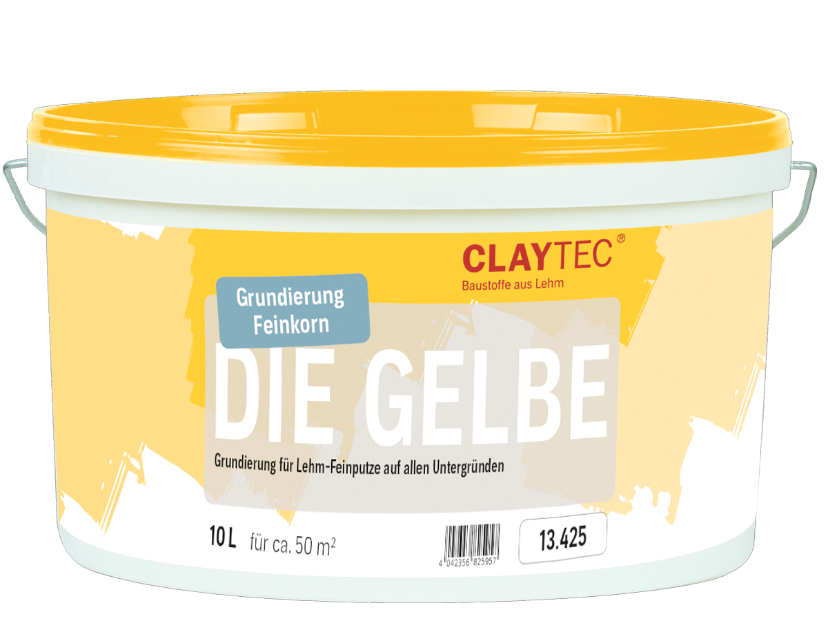 Claytec Grundierung, "DIE GELBE", mit feiner Körnung, 10 Liter