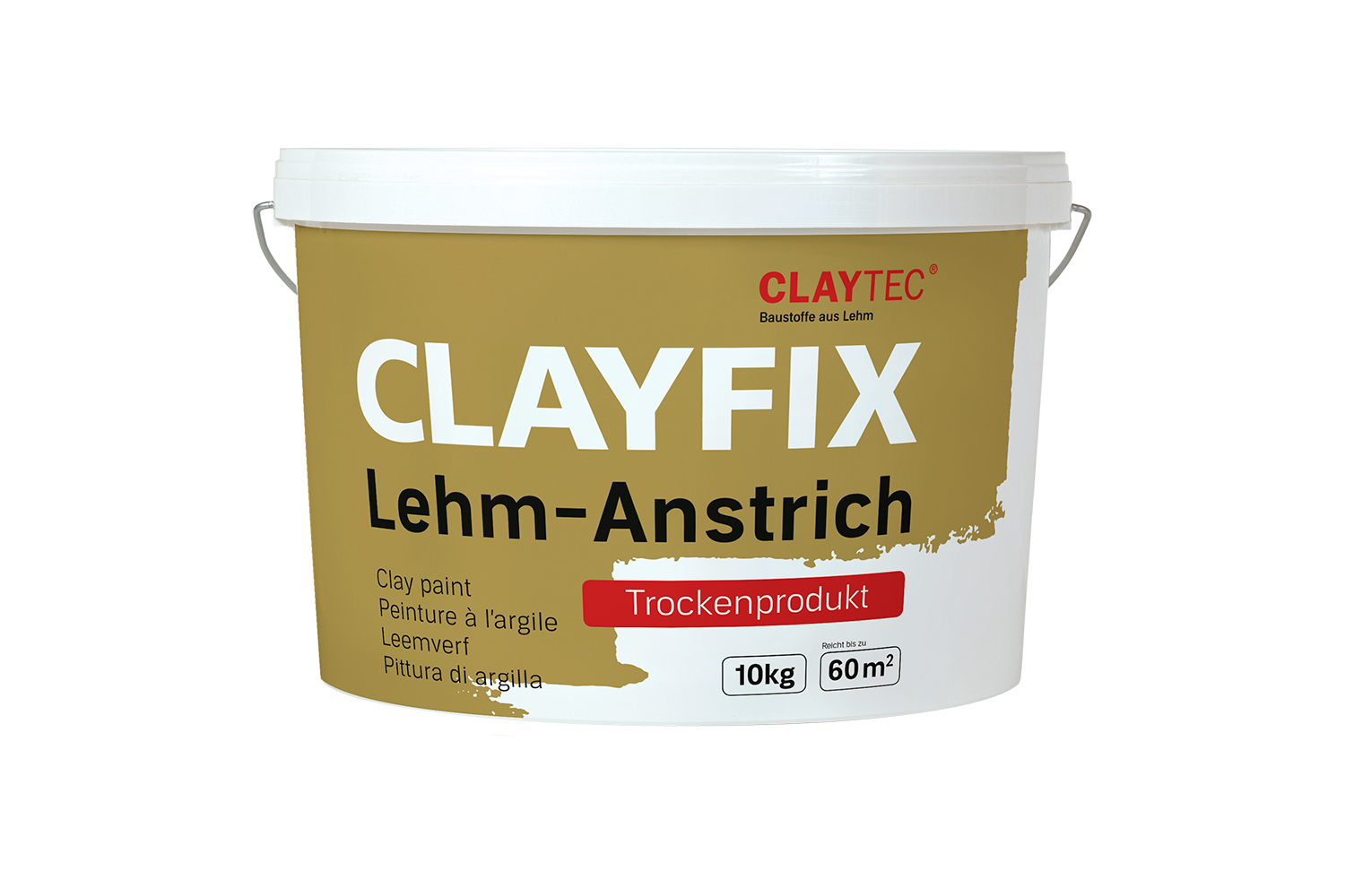 CLAYFIX Lehm-Anstrich, Classicfarbe Edel-Weiss, Eimer 5 kg, Struktur Feinkorn