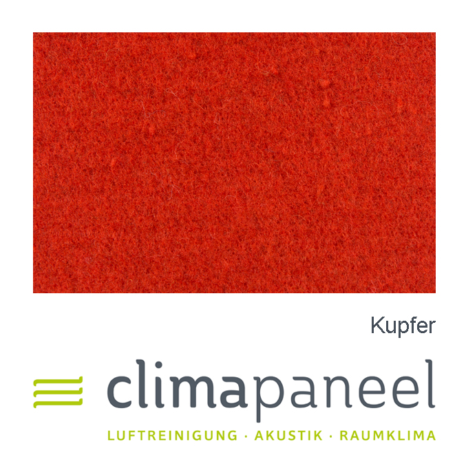 Akustikdeckenplatte für Rasterdecke, Schallabsorber, gesunde Raumluft durch Schafwollfilz, Farbe Kupfer 