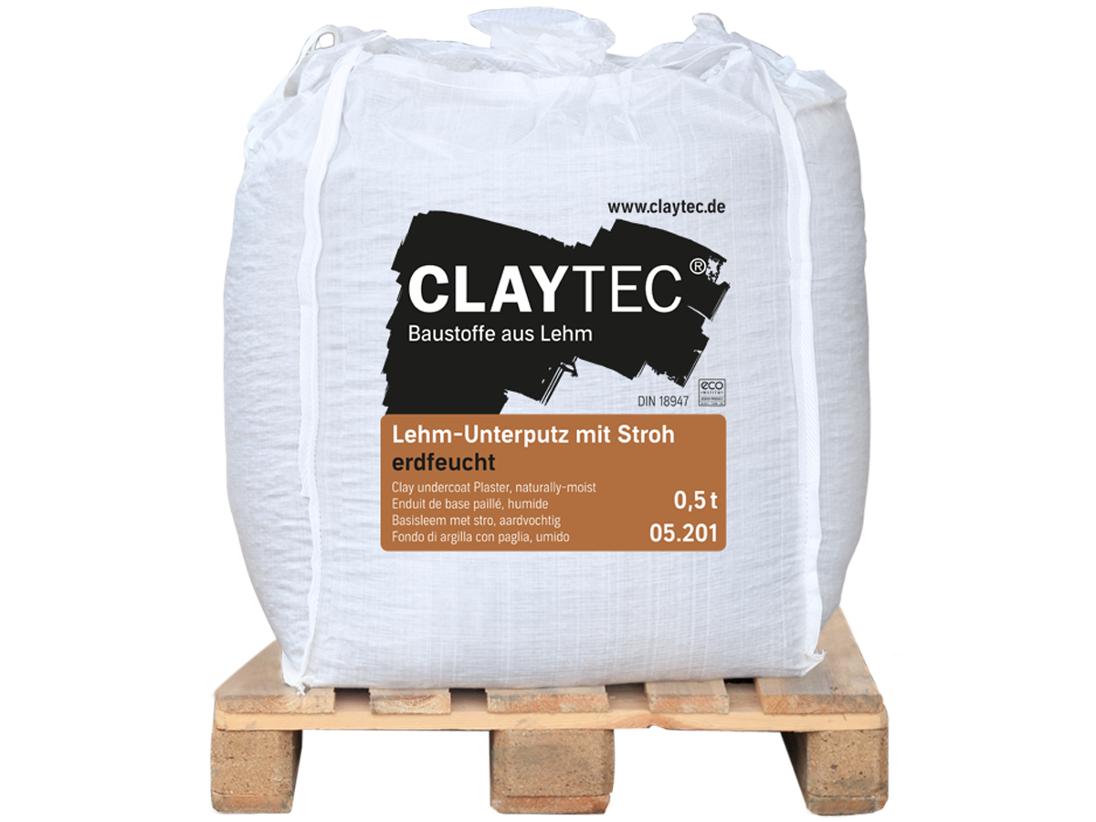 Claytec Lehm-Unterputz mit Stroh/ erdfeucht /BigBag/500 kg