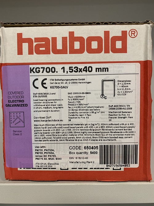 Klammern Haubold Typ KG 700 Stahldraht verzinkt und geharzt Klammern Haubold Typ KG 700 Stahldraht verzinkt und geharzt