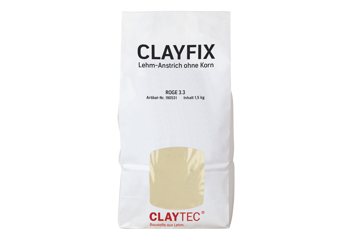 CLAYFIX Lehm-Anstrich, Classicfarbe Kolumba-Grau, Gebinde 10 kg, Struktur Grobkorn